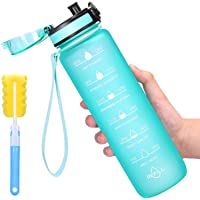 Favofit 1 Litro Botella de Agua Deportiva con Marcador de Tiempo Motivacional- Filtro de infusor de Frutas y Cepillo de…
